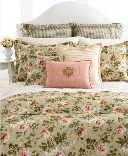 RALPH LAUREN   Yorkshire Rose Tonal Vine Cream Full Bedskirt  