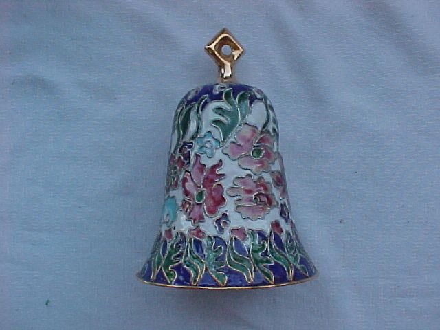 White Bell Cloisonne Christmas Ornament.  