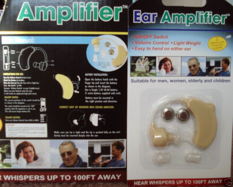 HEARING,SOUND,EAR AMPLIFIER,2 BATTERIES,CLEAR TUBE,TIPS  