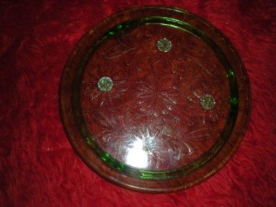   Depression Jeannette Glass Cake Plate Daisy Pattern Pristine  