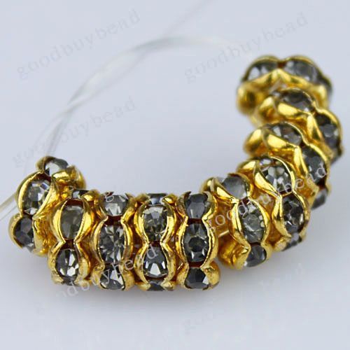 WHOLESALE CRYSTAL GOLD SPACER LOOSE BEADS JEWELRY FINDINGS 3X6MM 