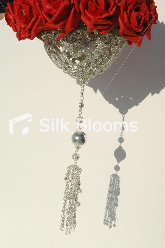 Red Ivory Rose Pomander Swarovski Crystal Kissing Ball  