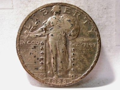 1928 S XF STANDING LIBERTY 25c QUARTER ID#Y570  