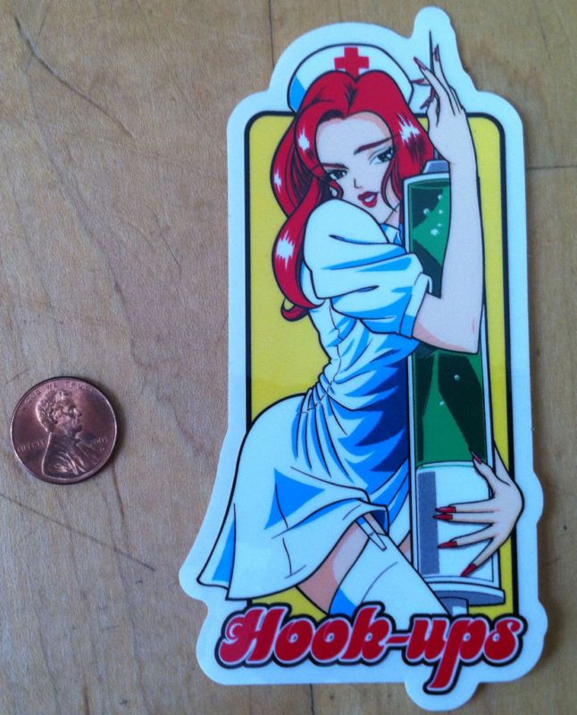 HOOK UPS VINTAGE NOS NURSE GIRL MIKA ORIGINAL STICKER  