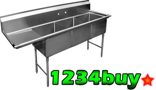 Compartment S/S Sink 15x15 w/ Left Drainboard, NSF  