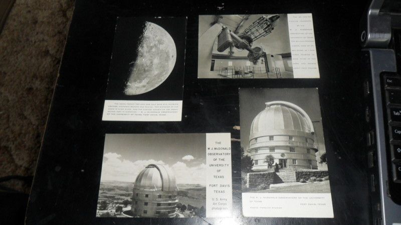 WJ MCDONALD OBSERVATORY UNIVERSITY OF TEXAS 4 POSTCARDS 50S / 60S 