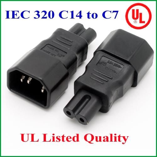 IEC 320 C14 to C7 adapter, IEC C7 to C14 AC adapter  