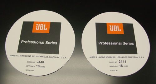 VINTAGE JBL 2440 2441 Driver REAR BADGE Label New  