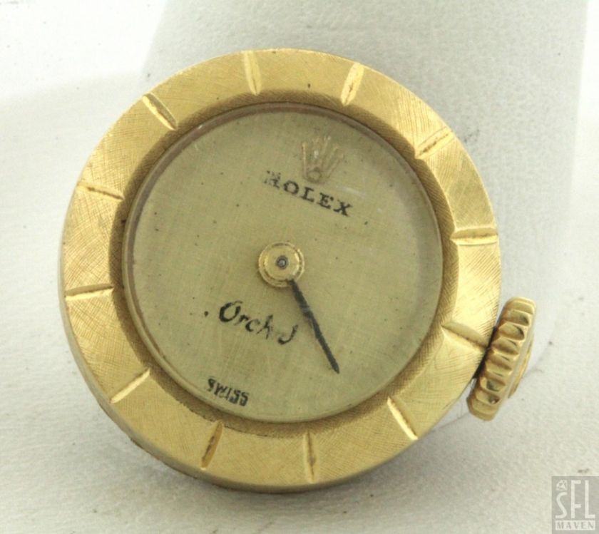 ROLEX ORCHID VINTAGE 18K GOLD ELEGANT FLORENTINE BEZEL/DIAL LADIES 