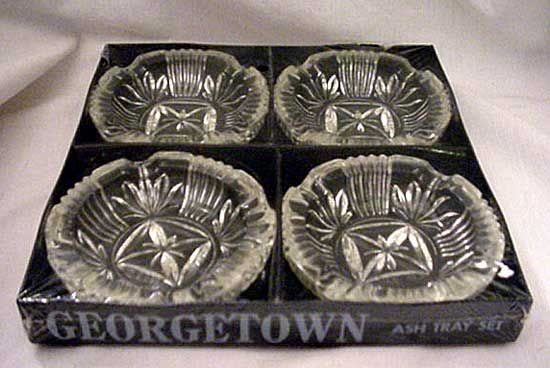 Federal Glass Georgetown Ashtrays Coasters Set of 4  