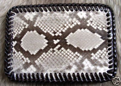 Vintage Snakeskin Snake Skin Belt Buckle  