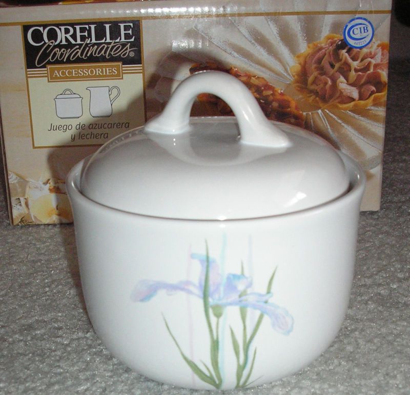 CORNING CORELLE SHADOW IRIS SUGAR WITH LID STONEWARE  