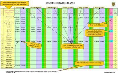   Employee VACATION SCHEDULER Planner FREE 14 Month Calendar  