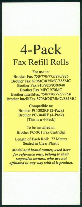 PC301 Fax Refills for Brother Fax 750 770 775 870 885  