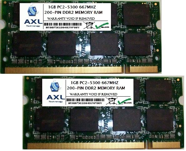 2GB KIT PC2 5300 DDR2 SODIMM 667MHZ 200 PIN 2x 1GB MEMORY RAM  