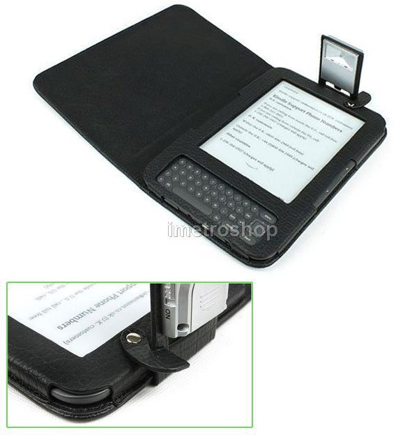   Case Cover Lighted LED Light For  Kindle 3 3G WiFi Black  