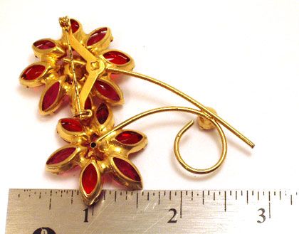 Vintage Brooch Pin Large Rhinestone Floral Juliana  