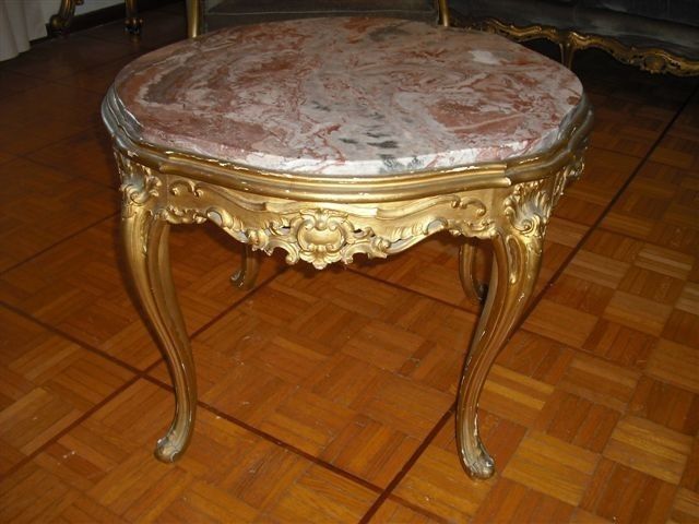 MARBLE TOP ANTIQUE GILT WOOD MARBLE TOP TABLE 11IT059C  