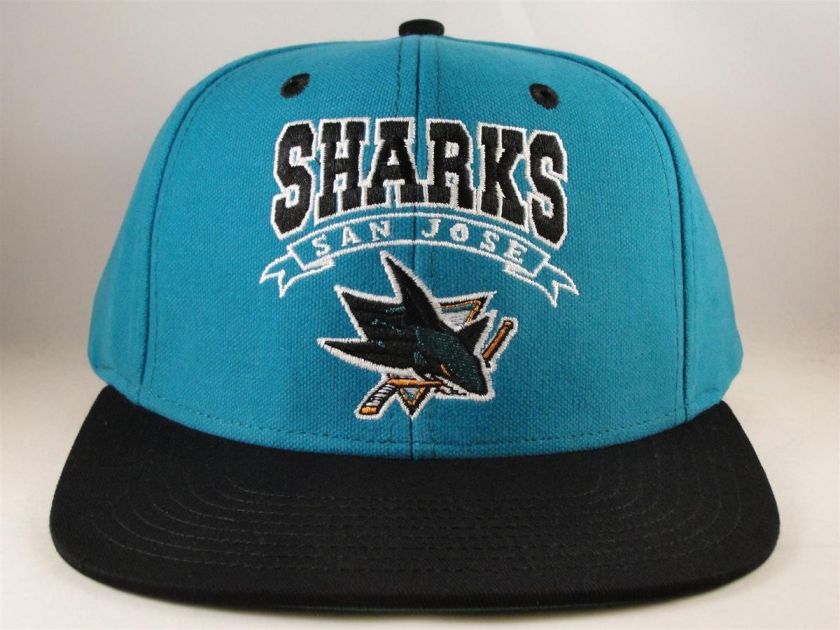 NHL SAN JOSE SHARKS RETRO SNAPBACK HAT FLAT BILL GREEN UNDERBRIM 