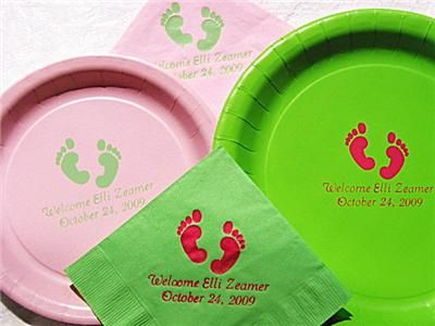 30/30/50 Personalized Baby Shower Plates Napkins w/logo  