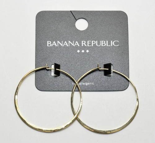 BANANA REPUBLIC Oblong Gold Hoop Earrings NWT $35  