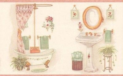 Wallpaper Border Victorian Vintage Looking Bathroom Border Bath Tubs 