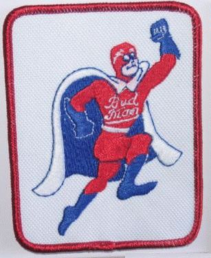 BUDWEISER BUDMAN SUPERBUD BEER BREWERY CARTOON BUDMAN PATCH  