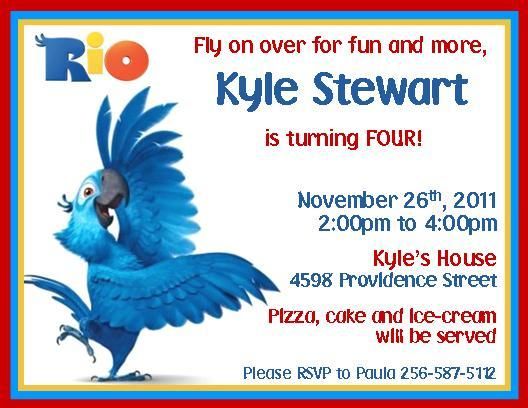 RIO Birthday Invitations~ Style #3  