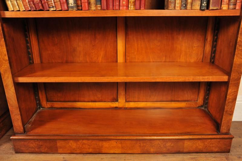 Pair Walnut Victorian Bookcases Open Book Case  