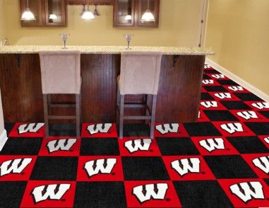 WISCONSIN BADGERS CARPET FLOOR TILE *45 SQUARE FEET*  