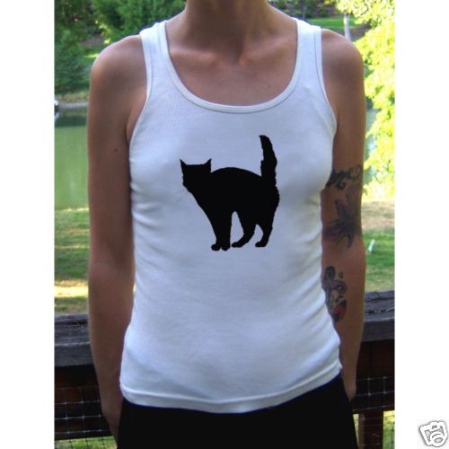 Black Cat American Apparel ORGANIC Rib Tank Top T Shirt  