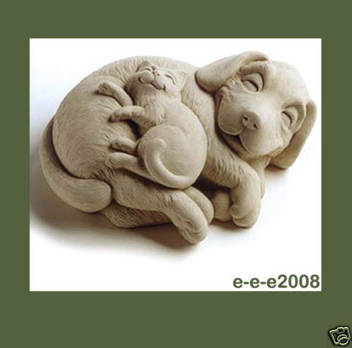 PUPPY LOVE Cast Cement Outdoor Garden DOG CAT STATUE  