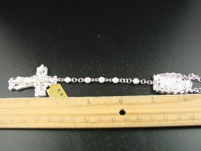 WHITE GOLD ROSARY ROUND DIAMOND CHAIN NECKLACE 12.95 CT  