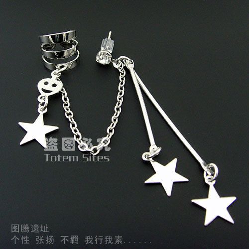 Star Chain Ear Cuff Clip Piercing Earrings G148  