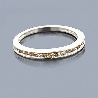 Champagne Diamond Wedding Band 0.29ct Sterling Silver  