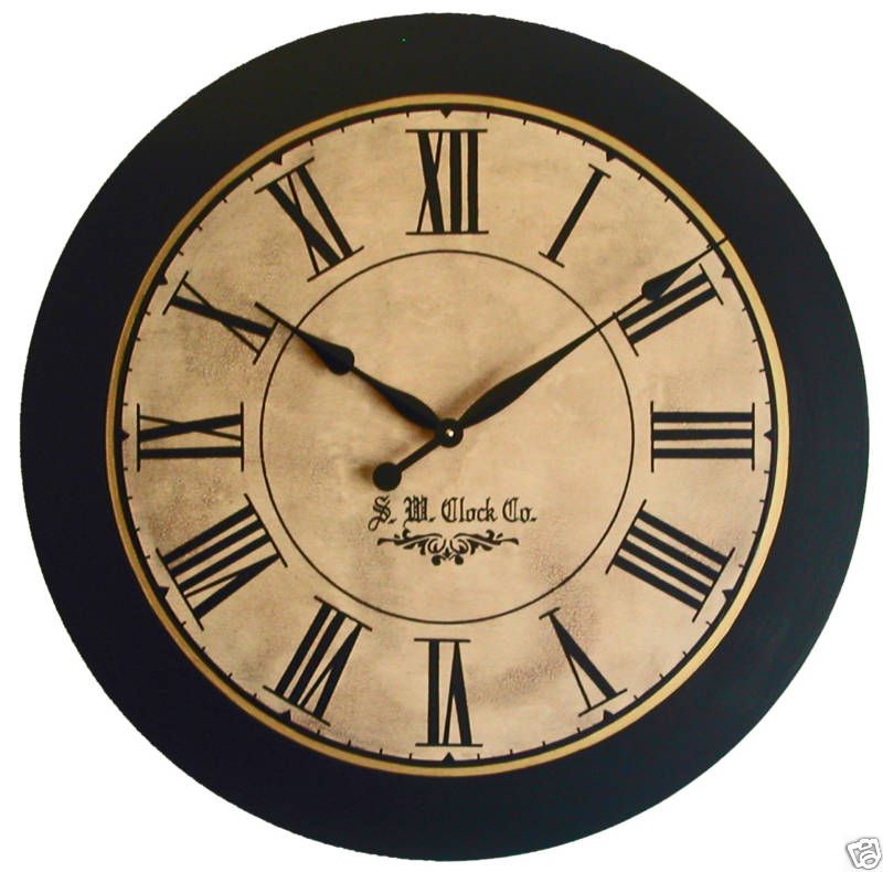 Large Wall Clock 36 Antique Big Tan Black Lexington  