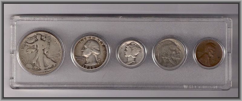 US Mint Coin Collection 5 Coins 90% Silver Bullion  