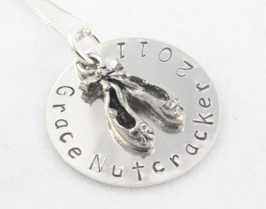   Ballerina Nutcracker Silver Necklace Handstamped Personalized Custom