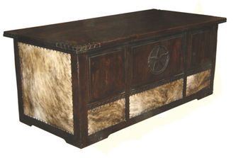 Dark Brown Rustic Cowhide Executive Desk  