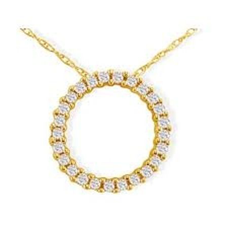 14K Real Yellow Gold Circle of Life Pendant Necklace  