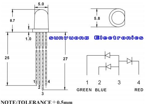 NEW 50 pcs 5mm RGB LED 4000mcd Common Anode Emitting Diodes  