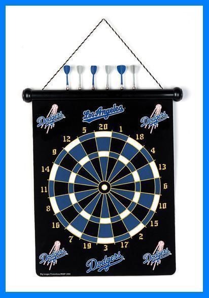 LOS ANGELES DODGERS MAGNETIC DART BOARD SET w/6 DARTS  