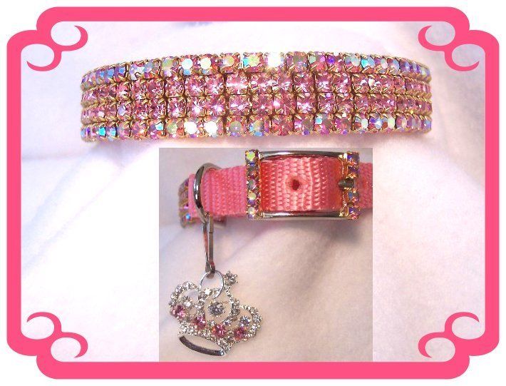 PRISSY PINK AURORA~ Rhinestone Dog Collar #203 1XL  