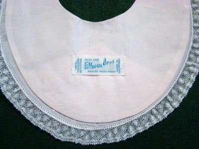 FELTMAN BROTHERS PINK BATISTE BIB W/EMBROIDERY & LACE  