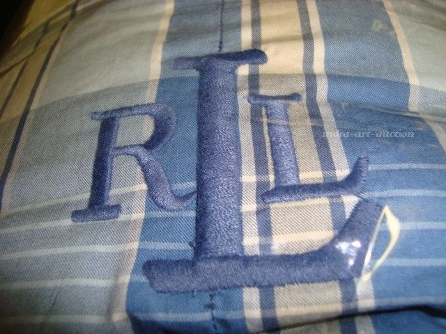   LOGO 75% DOWN SUNDECK PLAID BLUE NAVY KING COMFORTER GREY WHITE  