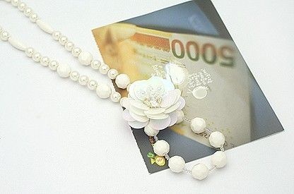   Beads freshwater Pearls pendant Flower Long drop resin Necklace  