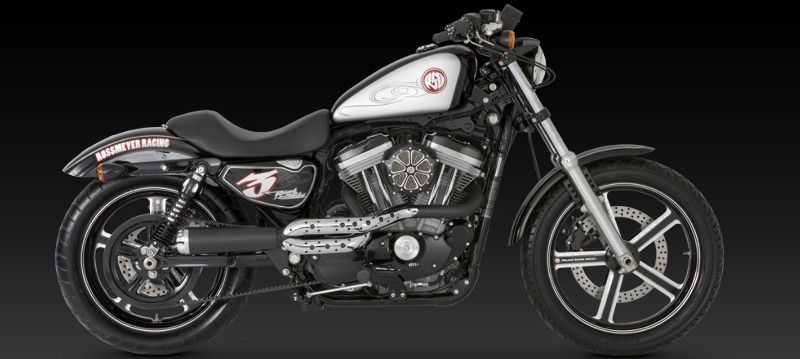   Sportster 1200 Nightster Vance & Hines RSD Tracker 2 1 Exhaust BLACK