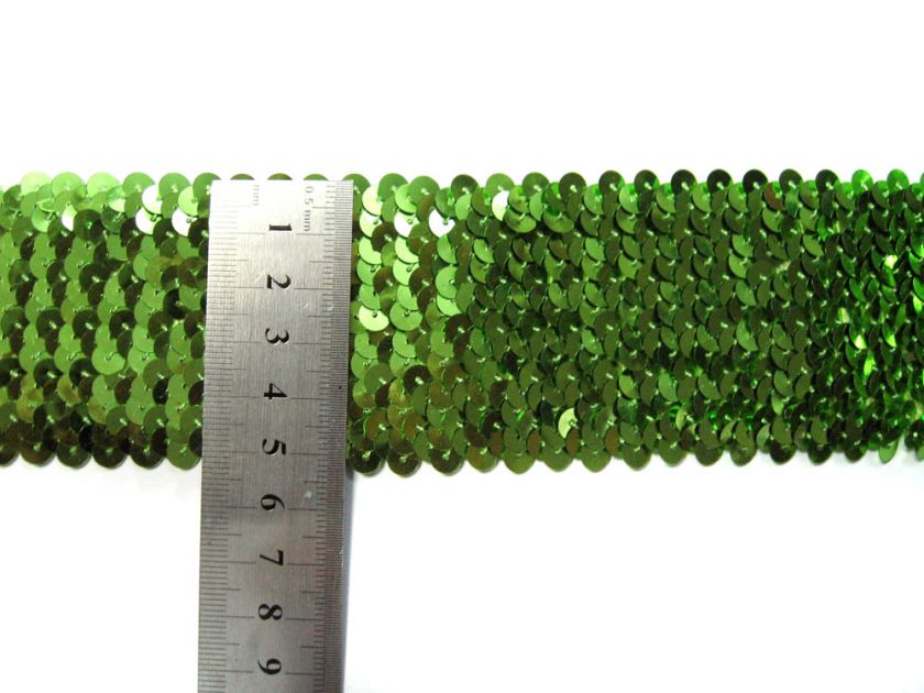 Y319 2inch Lime Sequin Elastic/Stretch Trim x 10 Yards  