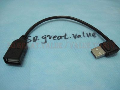 90 degree Left angle USB A M to F extension Cable Cord  