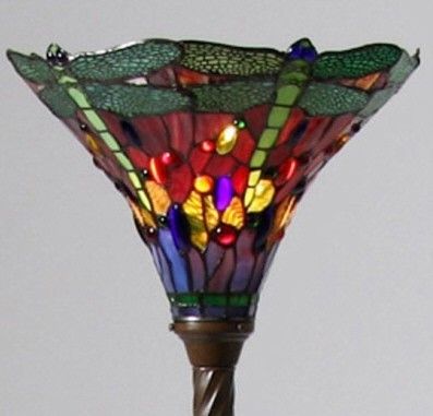 Tiffany Style Stained Glass Dragonfly Floor Lamp  